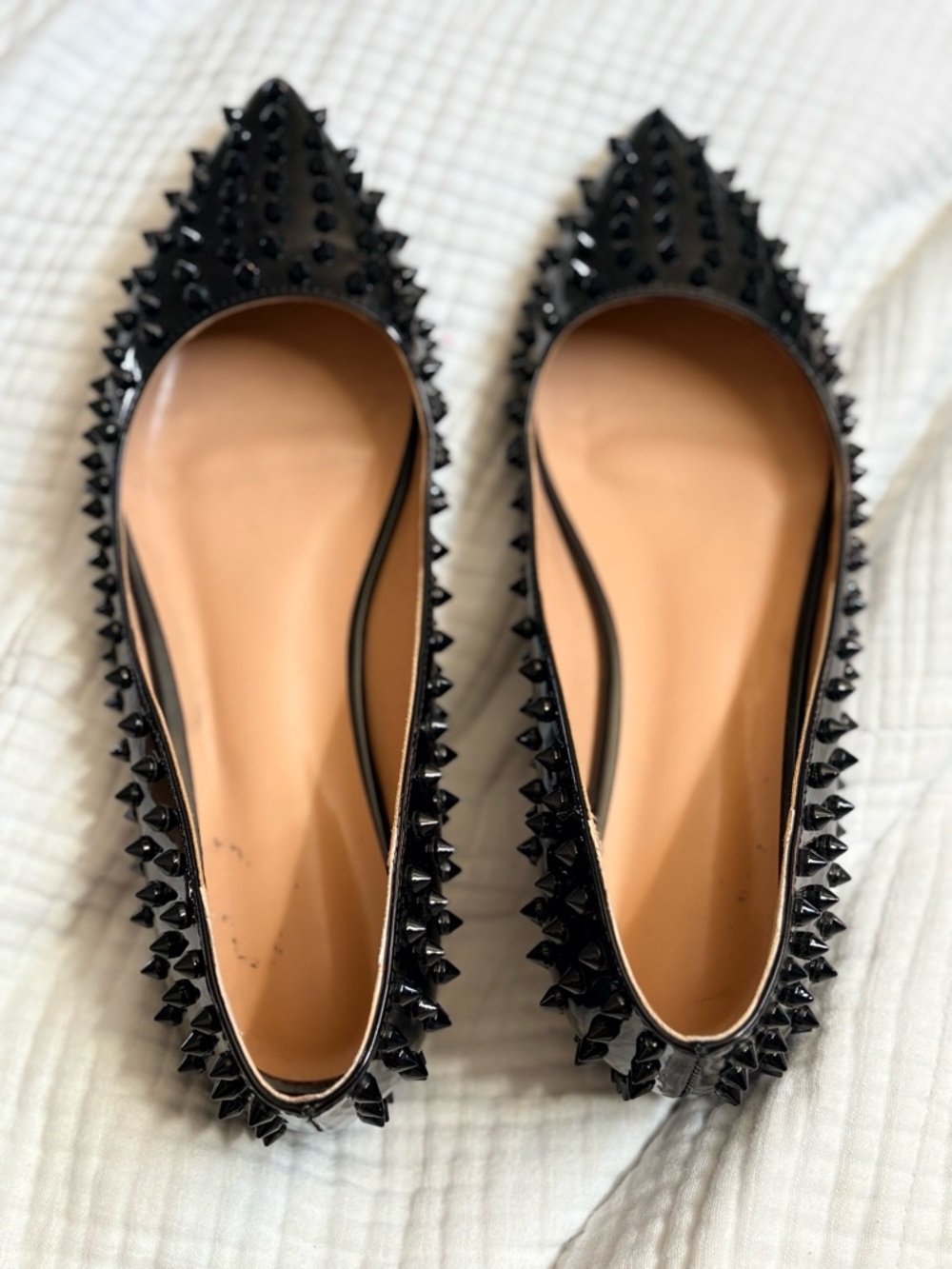 Black Spike-Embellished Women’s Ballet Flats